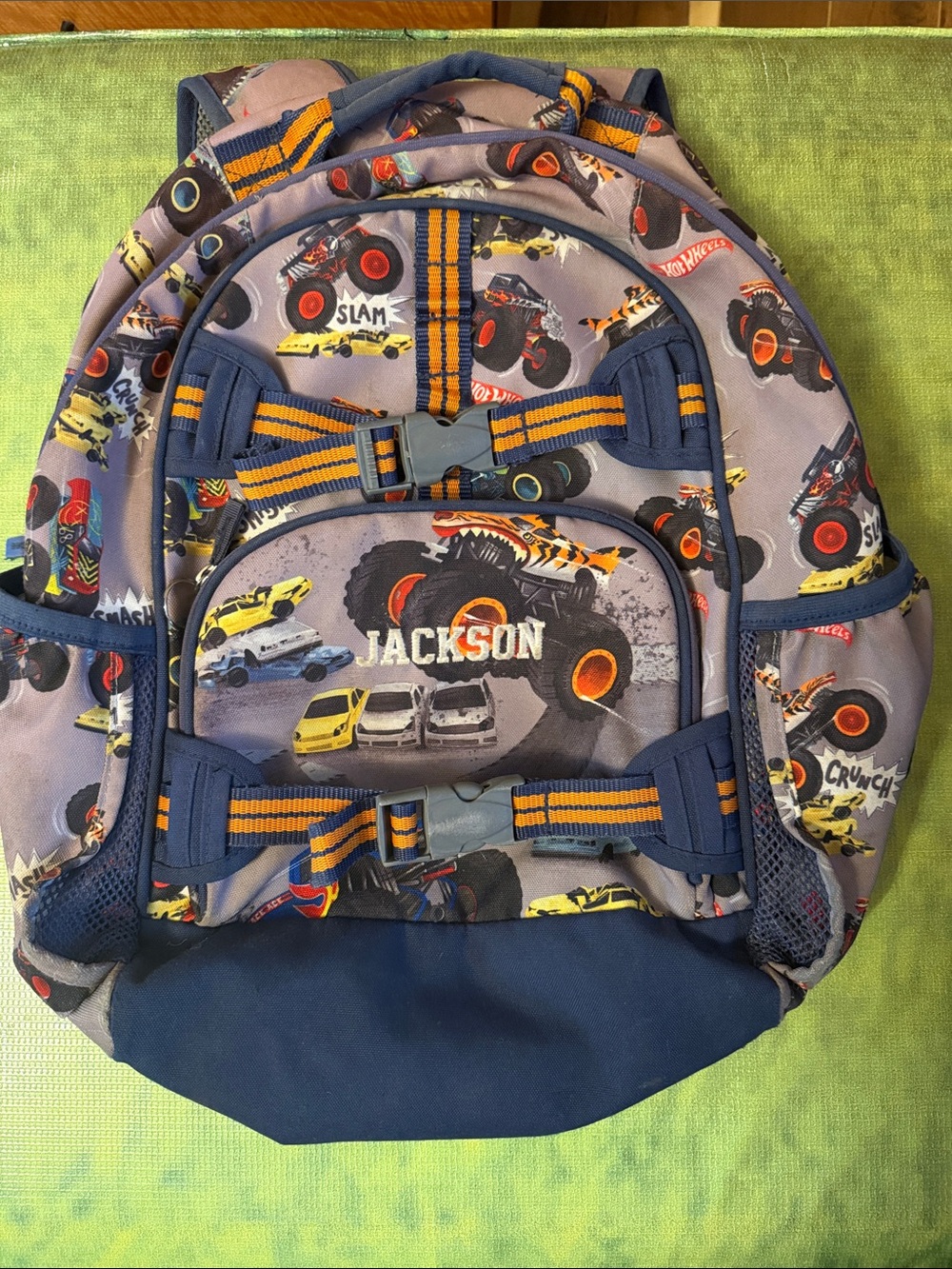 Pottery barn Monster Truck Backpack - Blue/Gray
